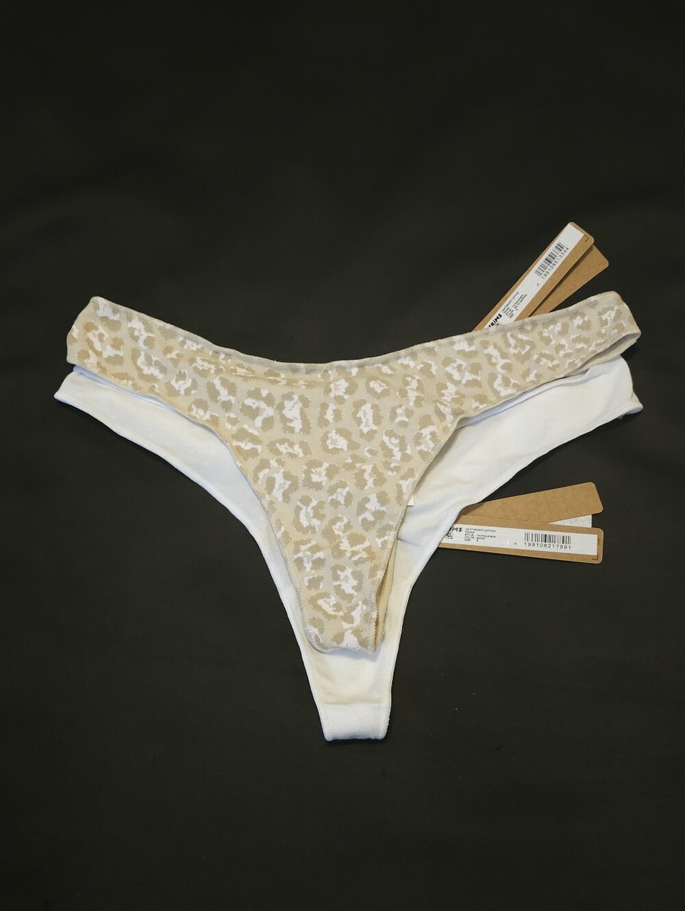 Skims Ligjtweight Cotton Thong TH-THG-8780W 2PC Bundle Marble Leopard size Small